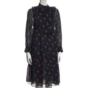 Masscob Floral Print Silk Ruffle Dress Whimsigoth Size XS